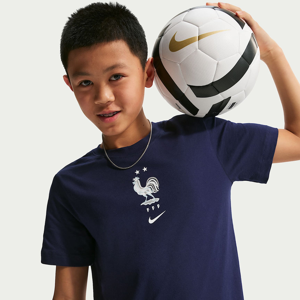 Playera de fútbol Nike para niños talla grande FFF – Azul oscuro – vista 3