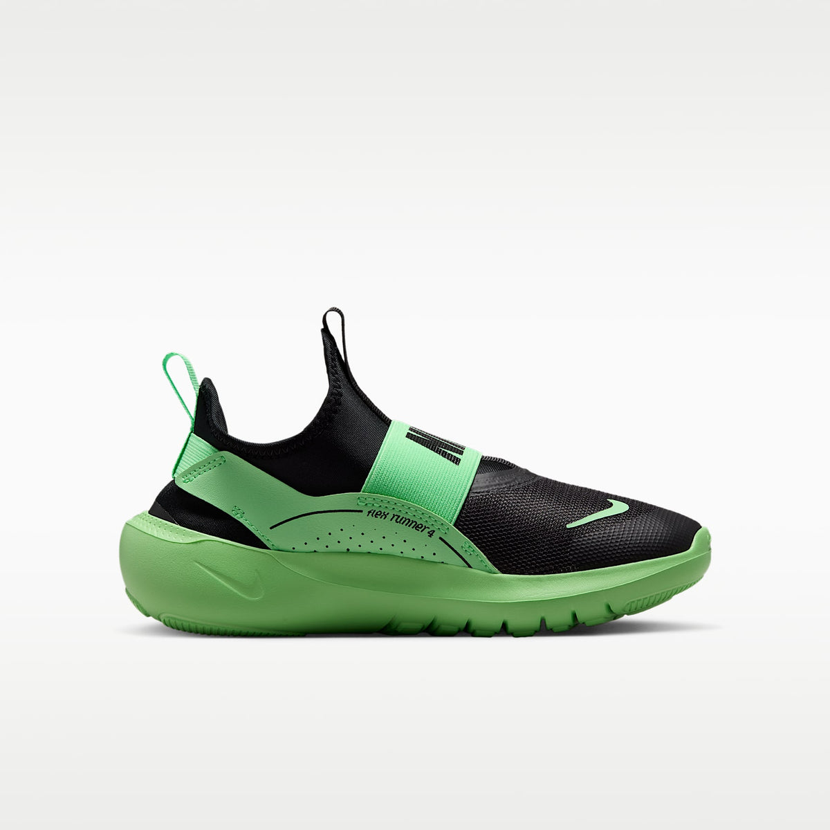 Nike Flex Runner 4 – Negro/Verde ilusión/Negro – vista 3