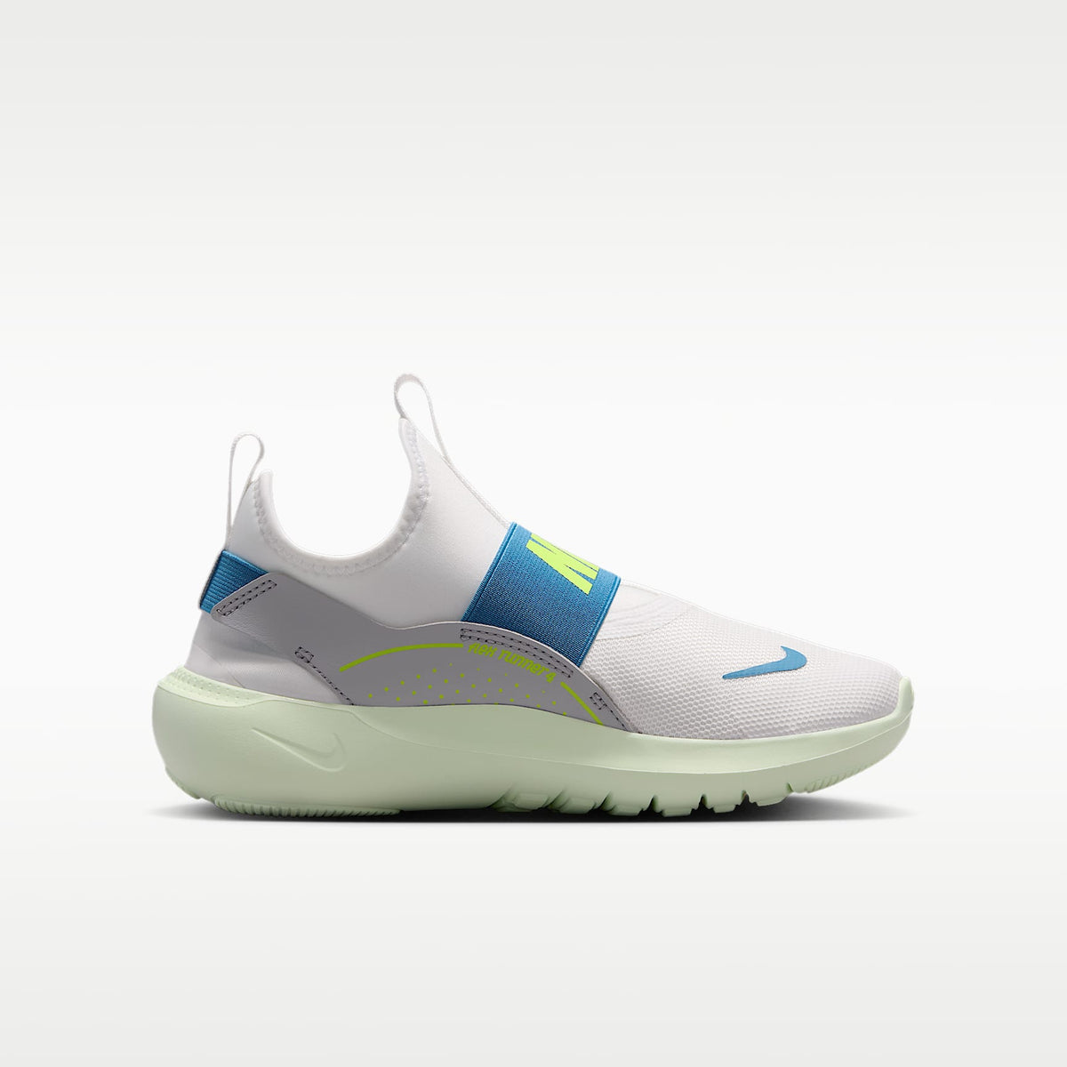 Nike Flex Runner 4 – Blanco cumbre/Gris lobo/Tinte volt/Azul holandés – vista 3