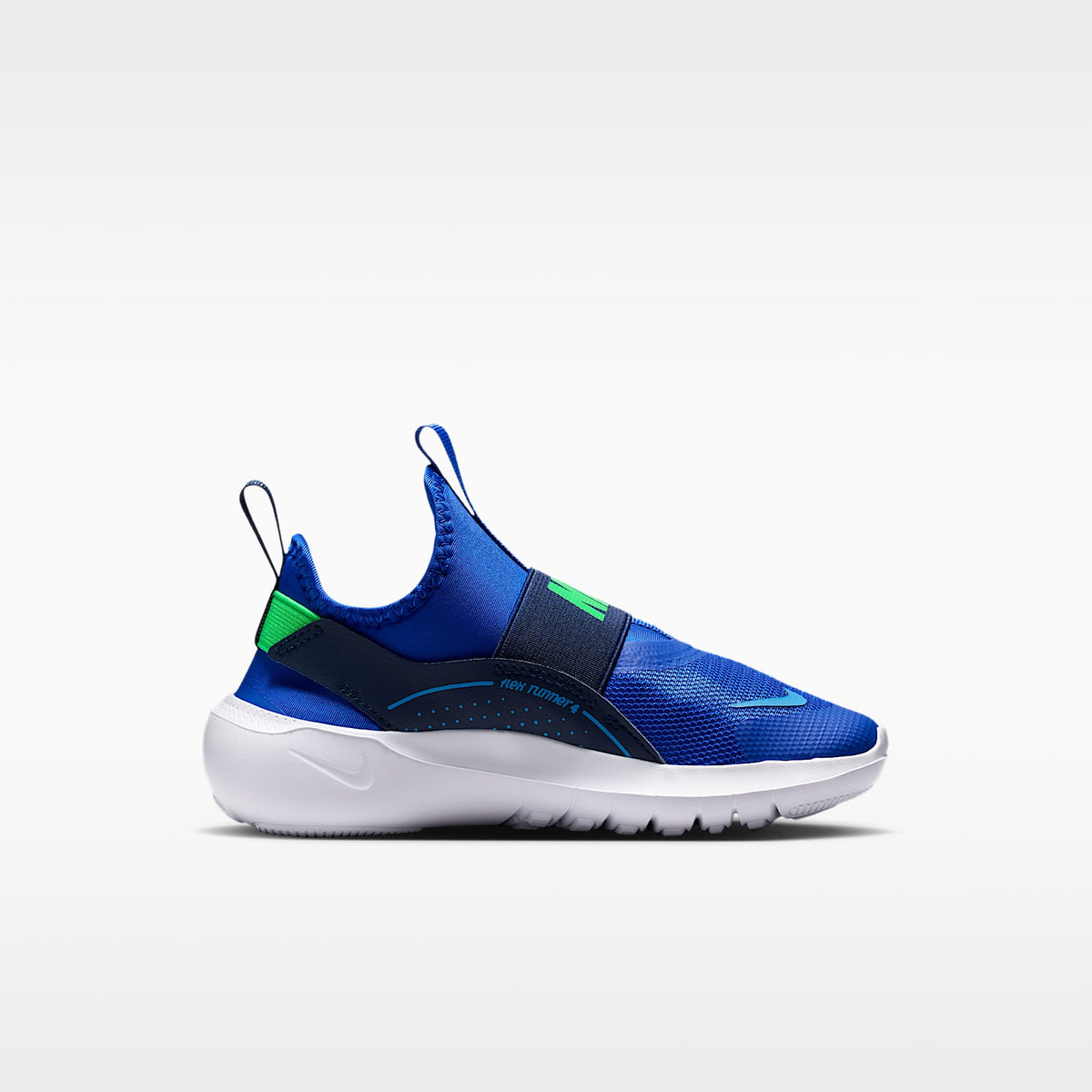 Nike Flex Runner 4 – Azul carrera/Azul marino medianoche/Azul aurora/Verde ilusión – vista 3