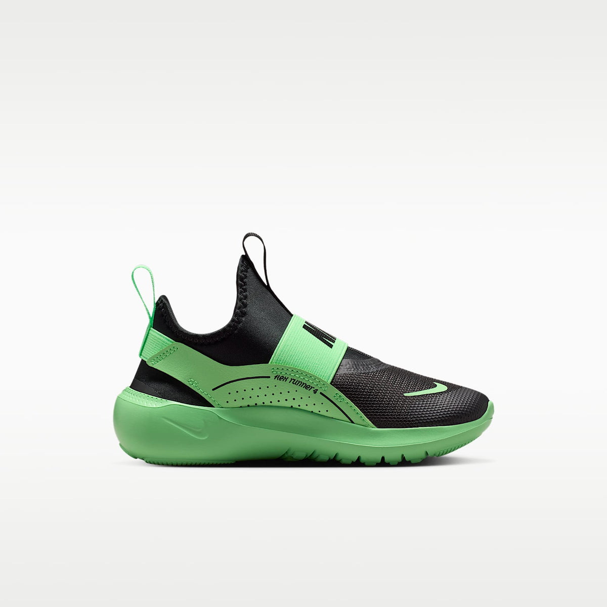 Nike Flex Runner 4 – Negro/Verde ilusión/Negro – vista 3