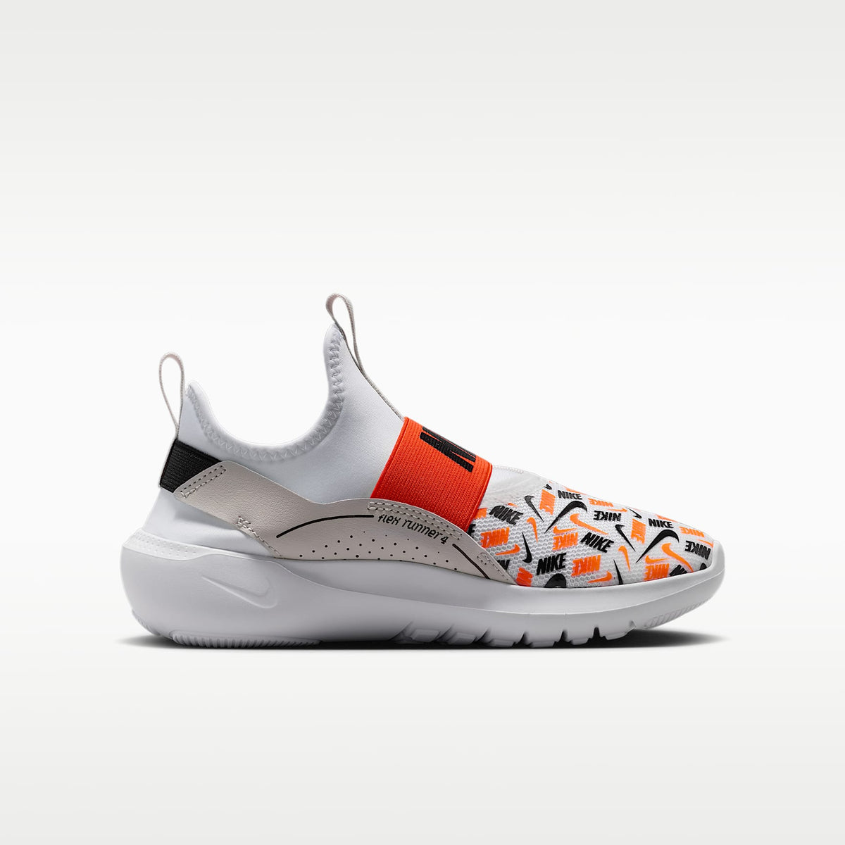 Nike Flex Runner 4 – Blanco/Naranja seguridad/Gris vasto/Negro – vista 3