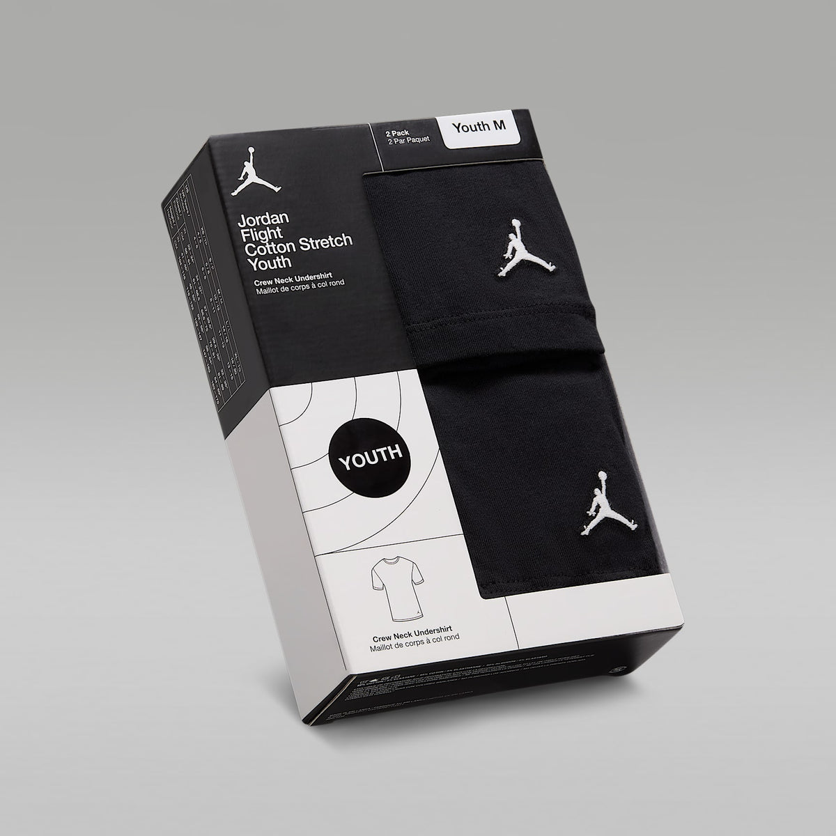 Playeras Flight Base para niños talla grande (paquete de 2) Jordan – Negro – vista 3