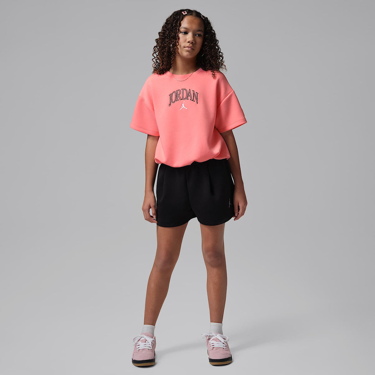 Playera Flower of Friendship Jordan de tejido Knit para niños de talla grande – Rosa – vista 6