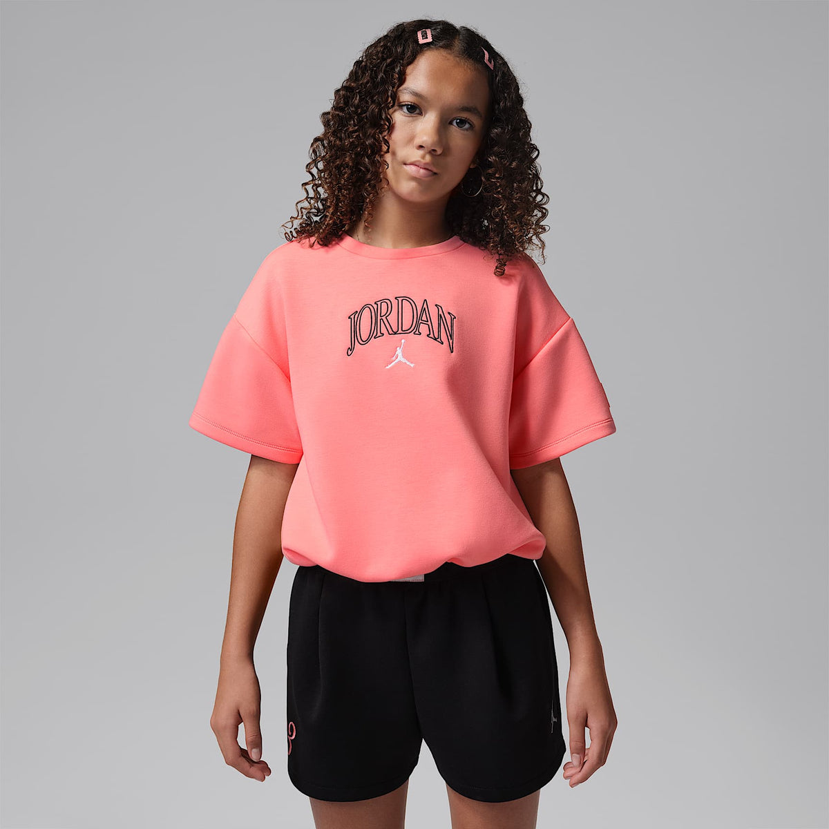 Playera Flower of Friendship Jordan de tejido Knit para niños de talla grande – Rosa – vista 1