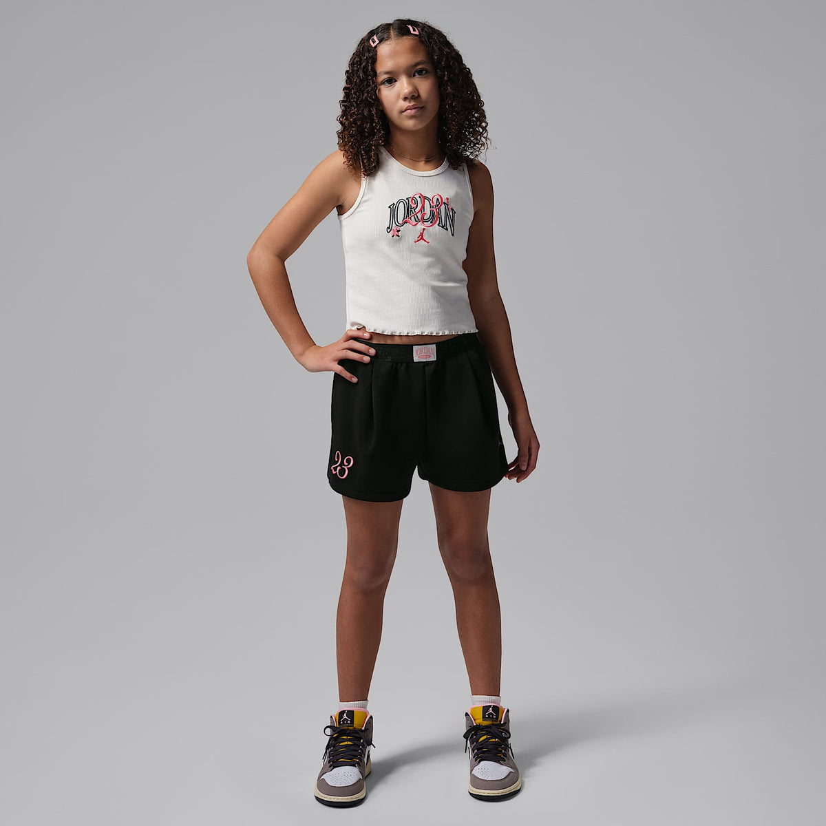 Shorts Flower of Friendship para niños talla grande Jordan – Negro – vista 7