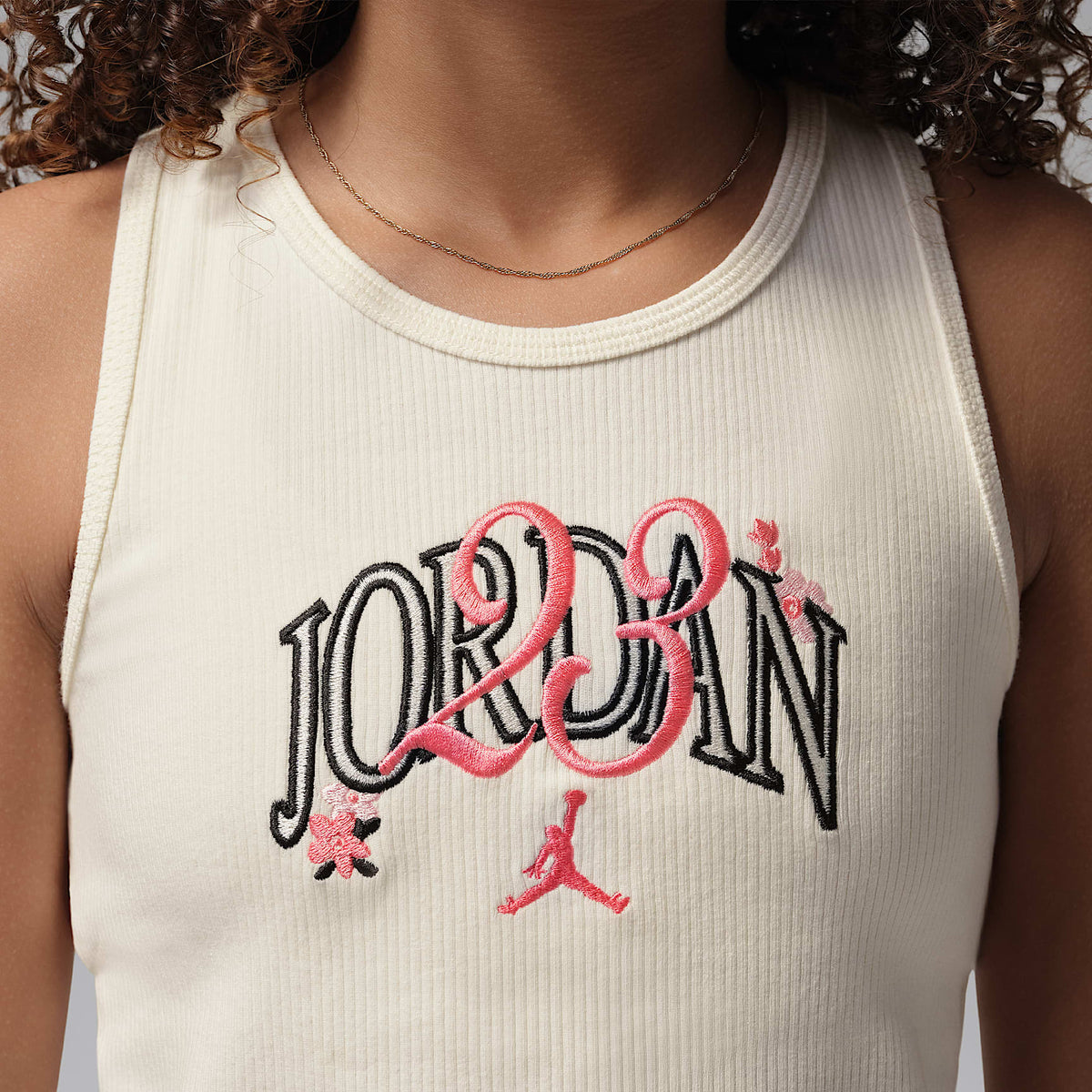 Camiseta de tirantes Flower of Friendship para niños talla grande Jordan – Marfil pálido – vista 4