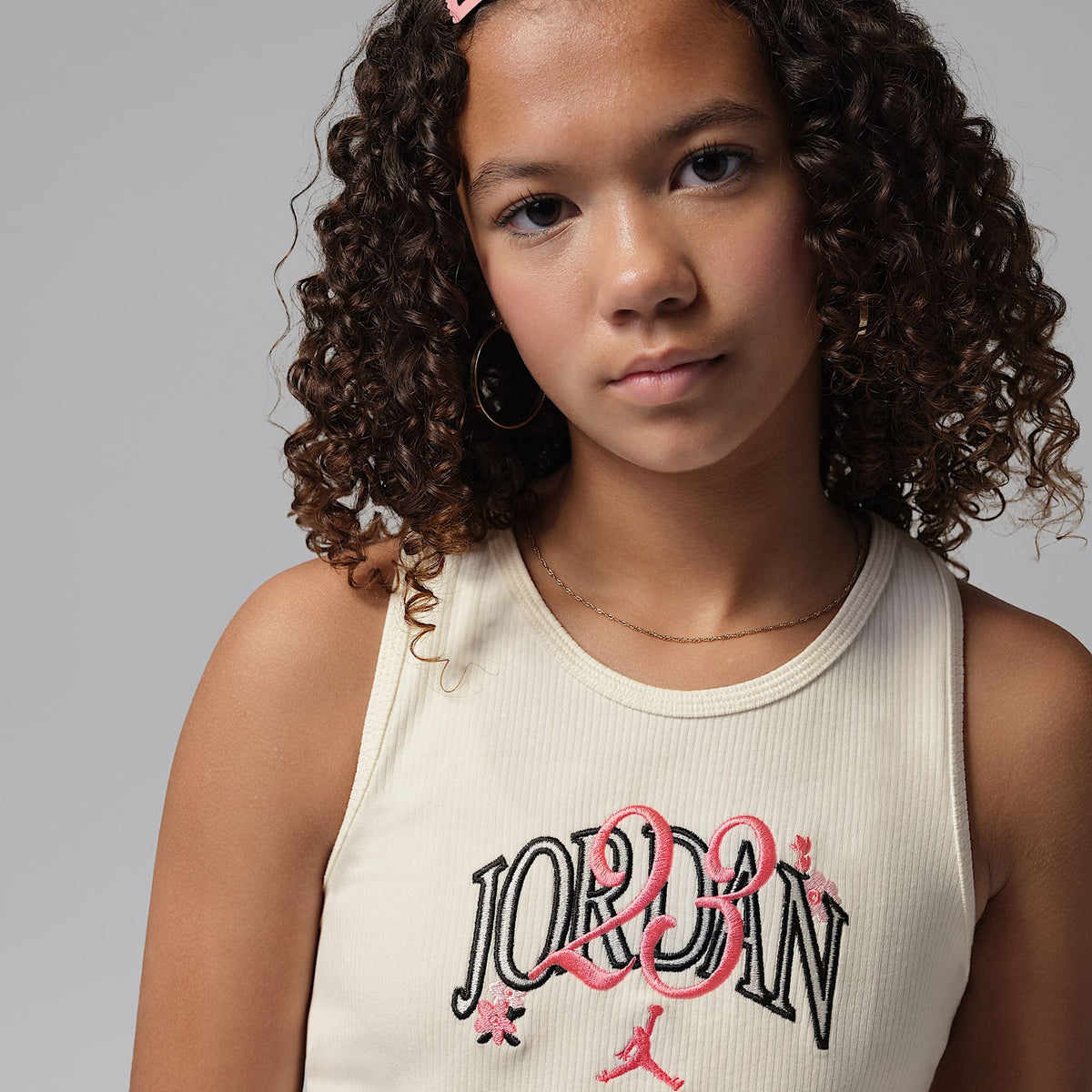 Camiseta de tirantes Flower of Friendship para niños talla grande Jordan – Marfil pálido – vista 3
