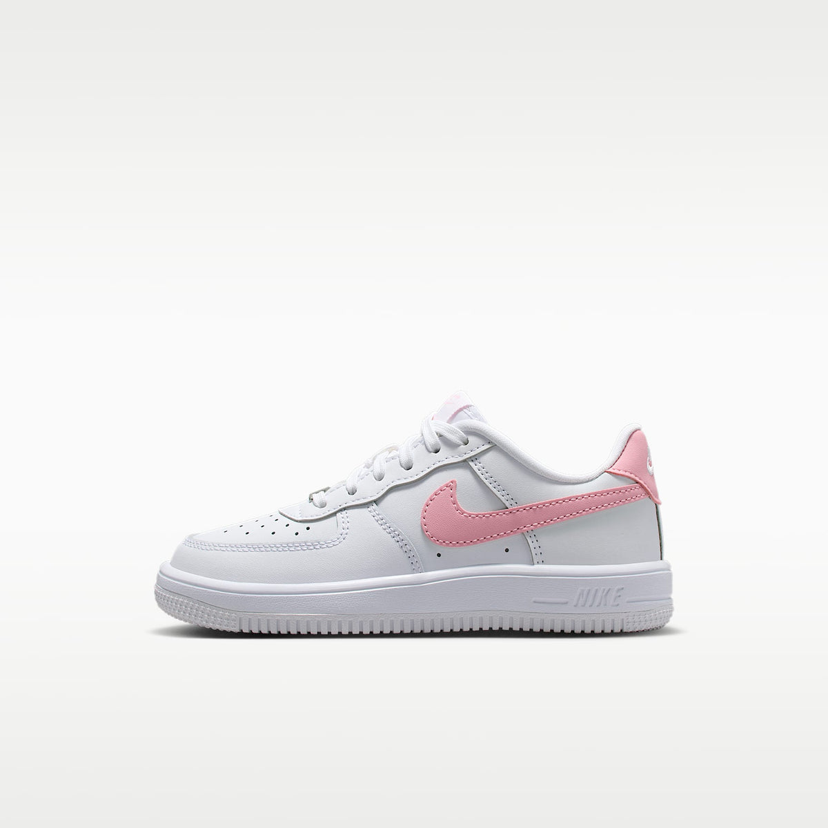 Nike Force 1 Low – Blanco/Blanco/Rosa suave medio – vista 1