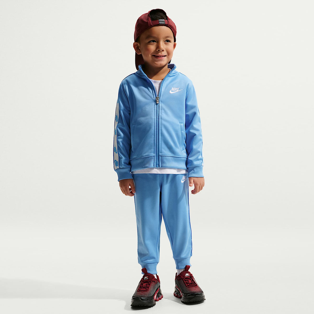 Conjunto de dos piezas de cierre completo y cinta con logotipos infantil Nike Dri-FIT – Azul – vista 1