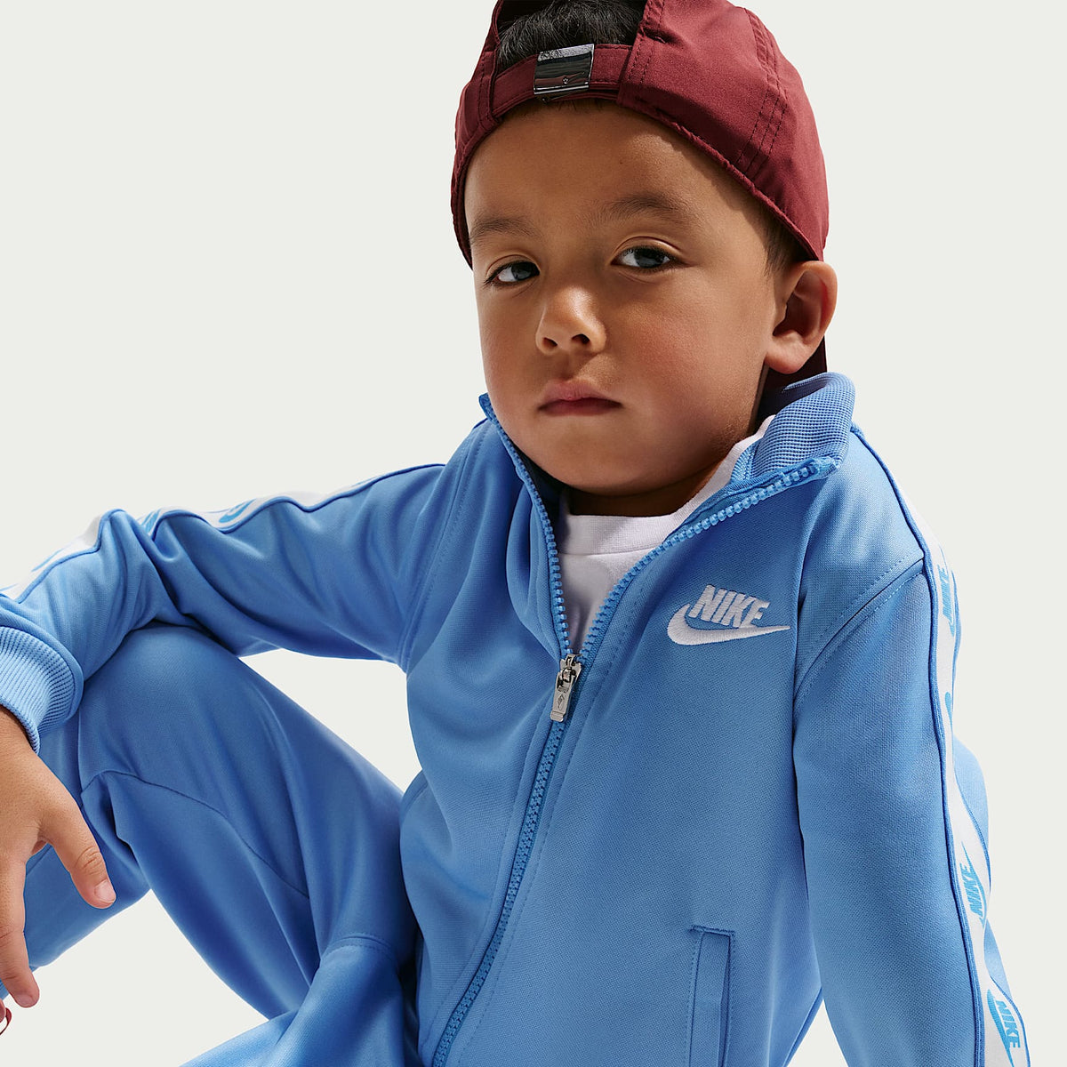Conjunto de dos piezas de cierre completo y cinta con logotipos infantil Nike Dri-FIT – Azul – vista 6