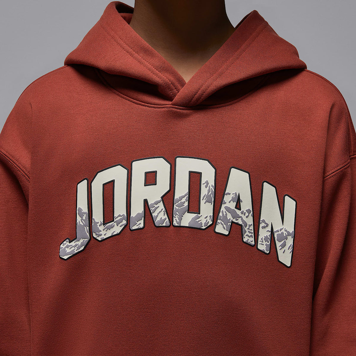 Sudadera con gorro sin cierre Gift Giving Mountain para niños talla grande Jordan – Piedra roja – vista 4