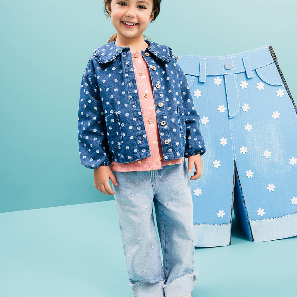 Jean Babyfresh Wide Leg Tiro Medio para Niña