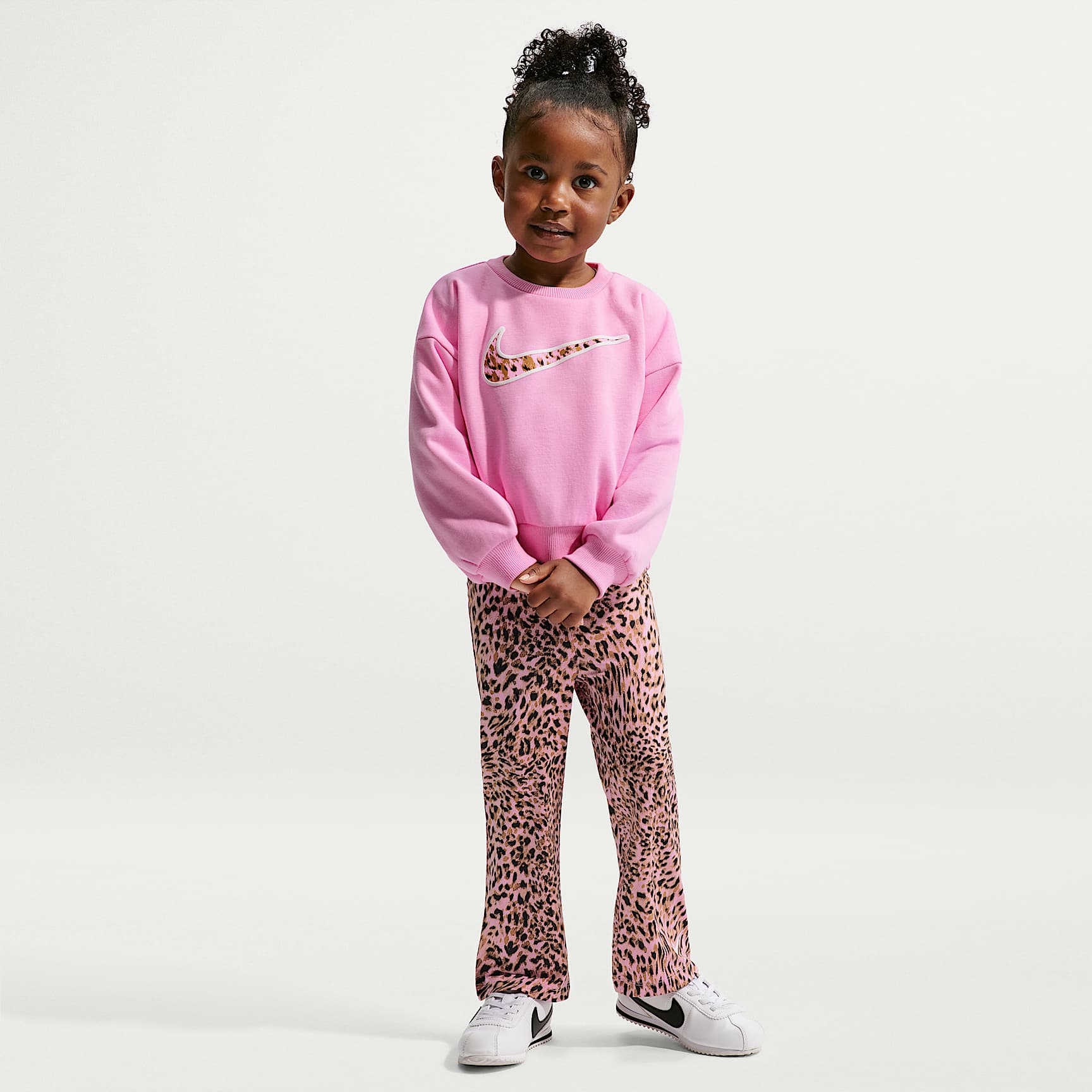 Conjunto de leggings estampados y sudadera de cuello redondo infantiles Nike – Rosa amanecer – vista 1