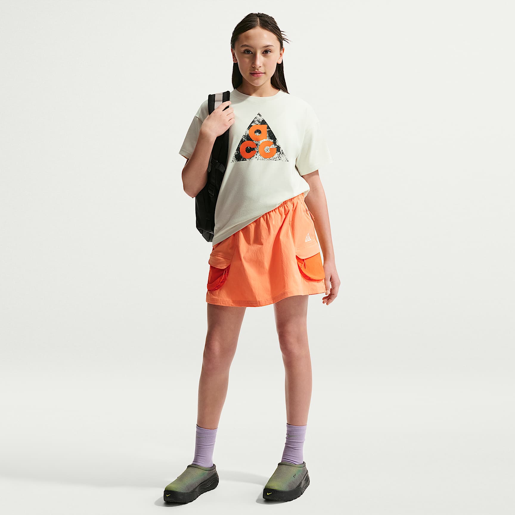 Skort para niña talla grande Nike ACG – Marrakech/Naranja seguridad/Marrakech/Blanco cumbre – vista 1