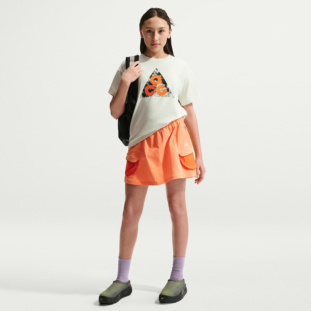 Skort para niña talla grande Nike ACG – Marrakech/Naranja seguridad/Marrakech/Blanco cumbre – vista 1