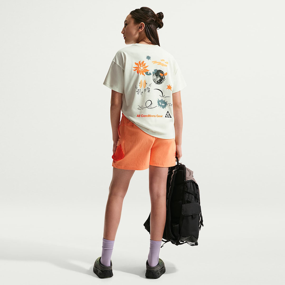 Skort para niña talla grande Nike ACG – Marrakech/Naranja seguridad/Marrakech/Blanco cumbre – vista 5