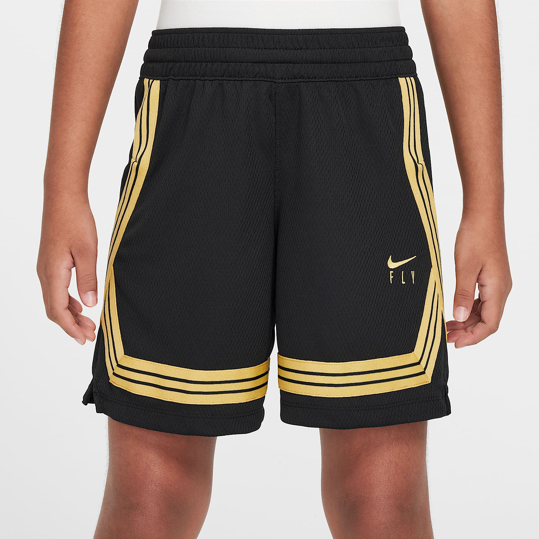 Shorts de básquetbol para niña talla grande Nike Fly Crossover – Negro/Oro infinito – vista 2
