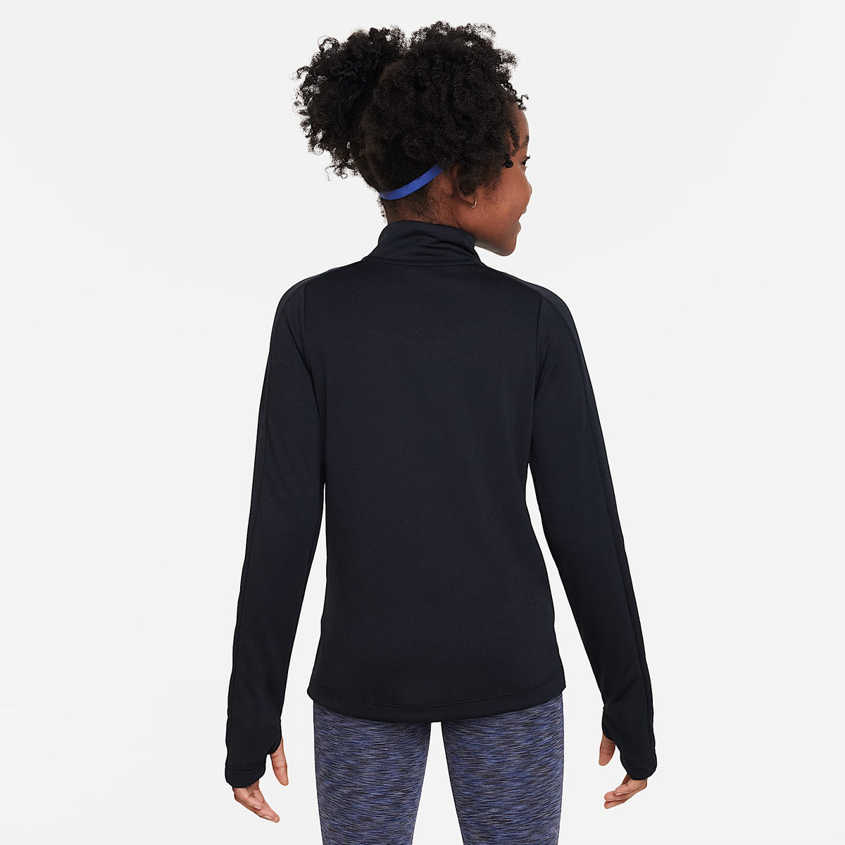 Playera de manga larga Dri-FIT con cierre de 1/4 para niña Nike – Negro/Blanco – vista 2