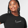 Playera de entrenamiento Dri-FIT de manga corta para niña talla grande (talla amplia) Nike One – Negro/Blanco – vista 3