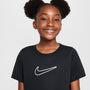 Playera de manga corta Dri-FIT para niña talla grande Nike One Fitted – Negro/Blanco – vista 3