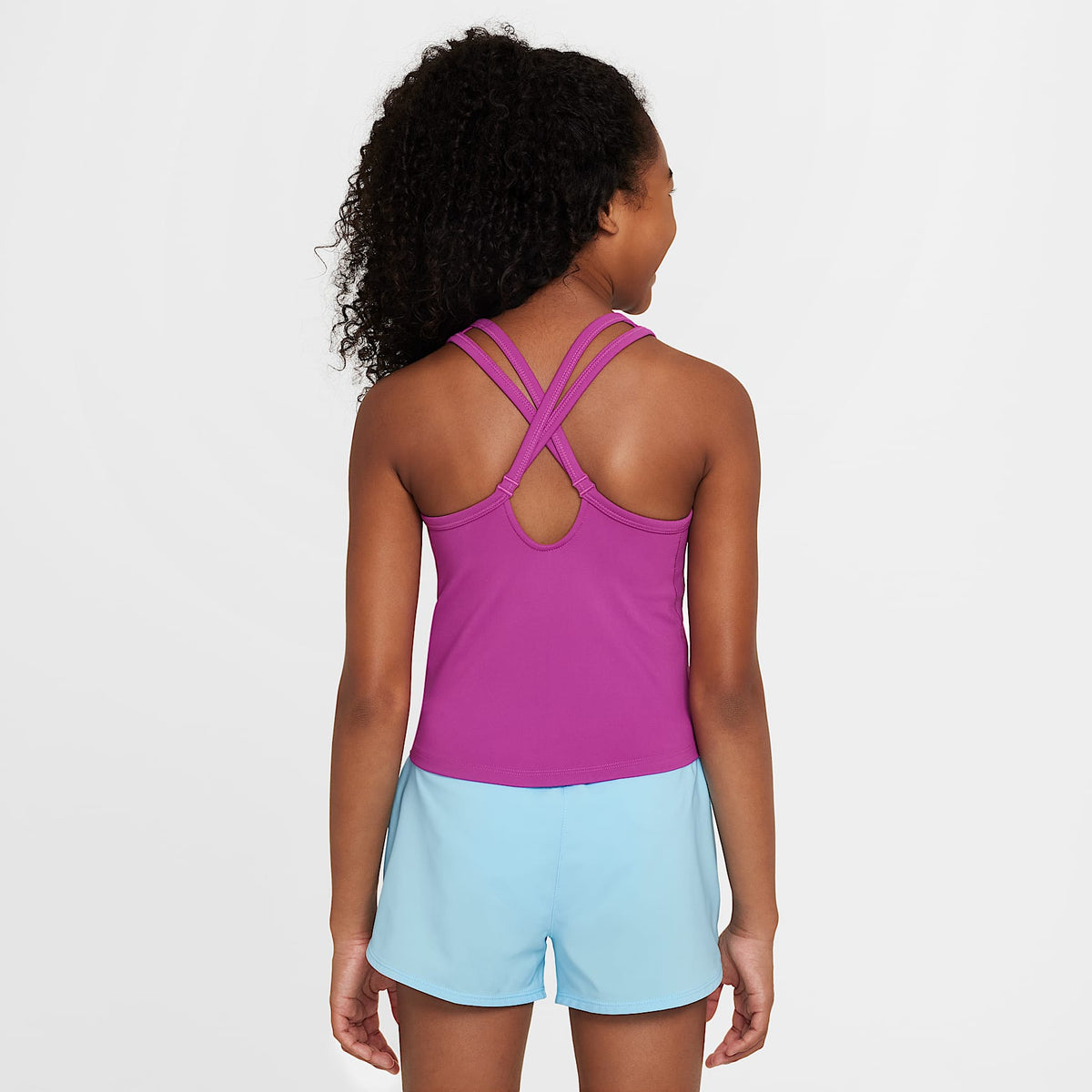Camiseta de tirantes Dri-FIT para niña talla grande Nike One Fitted – Fucsia cálido/Blanco – vista 2