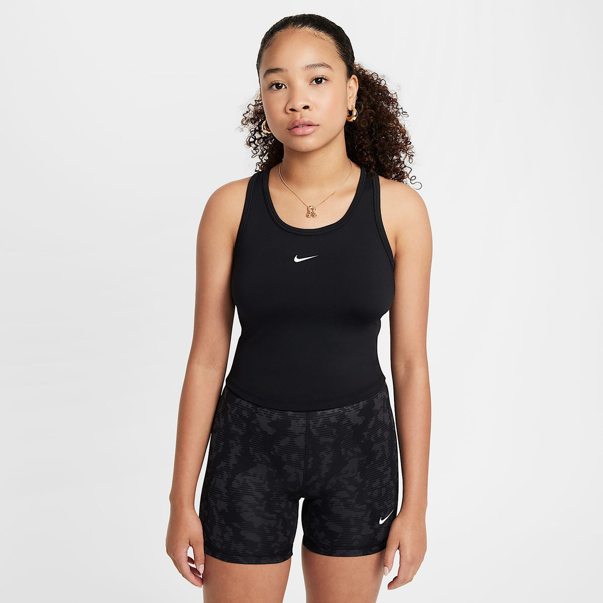 Camiseta de tirantes Dri-FIT para niña talla grande Nike One Fitted – Negro/Blanco – vista 1