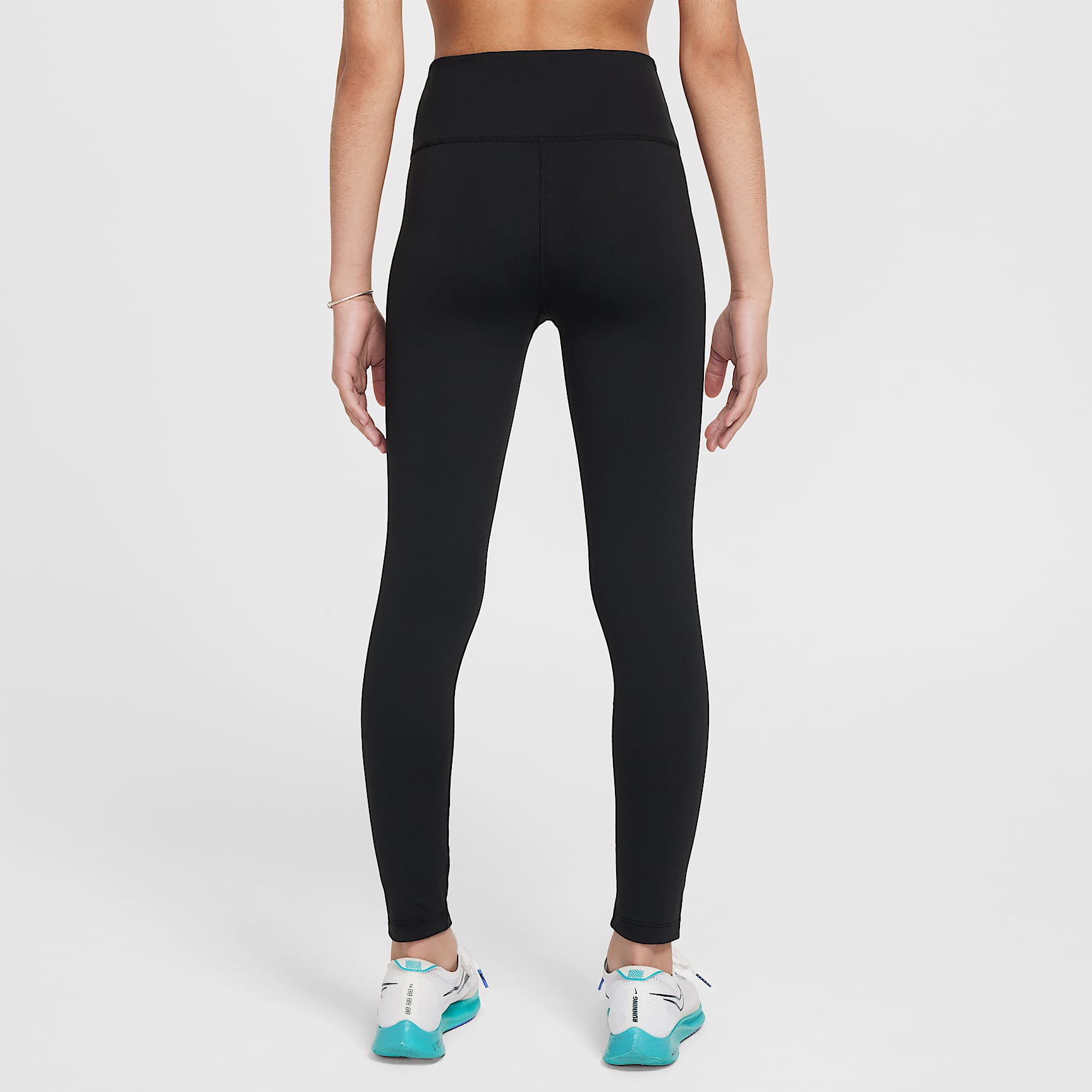 Leggings Dri-FIT de tiro alto para niña talla grande Nike One – Negro/Blanco – vista 2