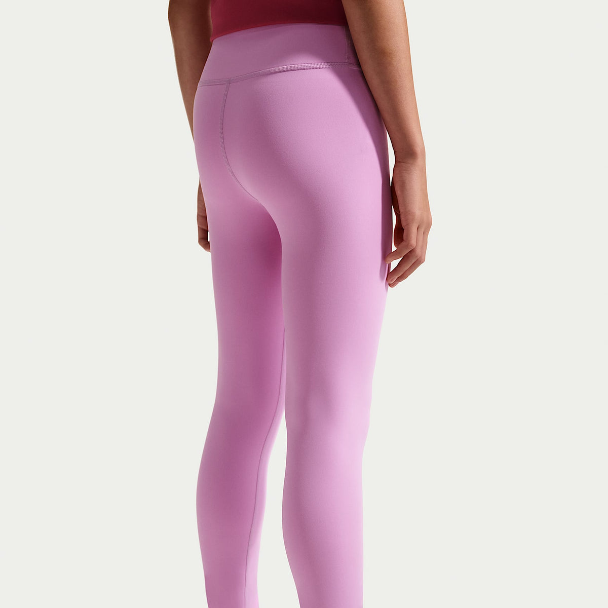 Leggings Dri-FIT de tiro alto para niña talla grande Nike One – Magenta claro/Blanco – vista 3