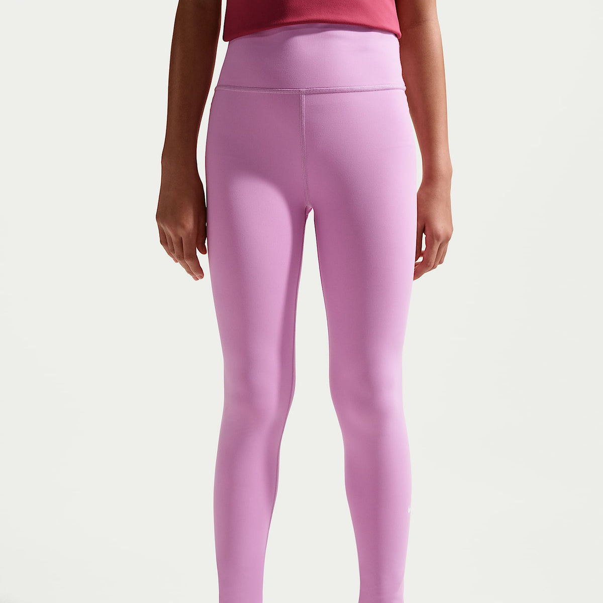 Leggings Dri-FIT de tiro alto para niña talla grande Nike One – Magenta claro/Blanco – vista 2