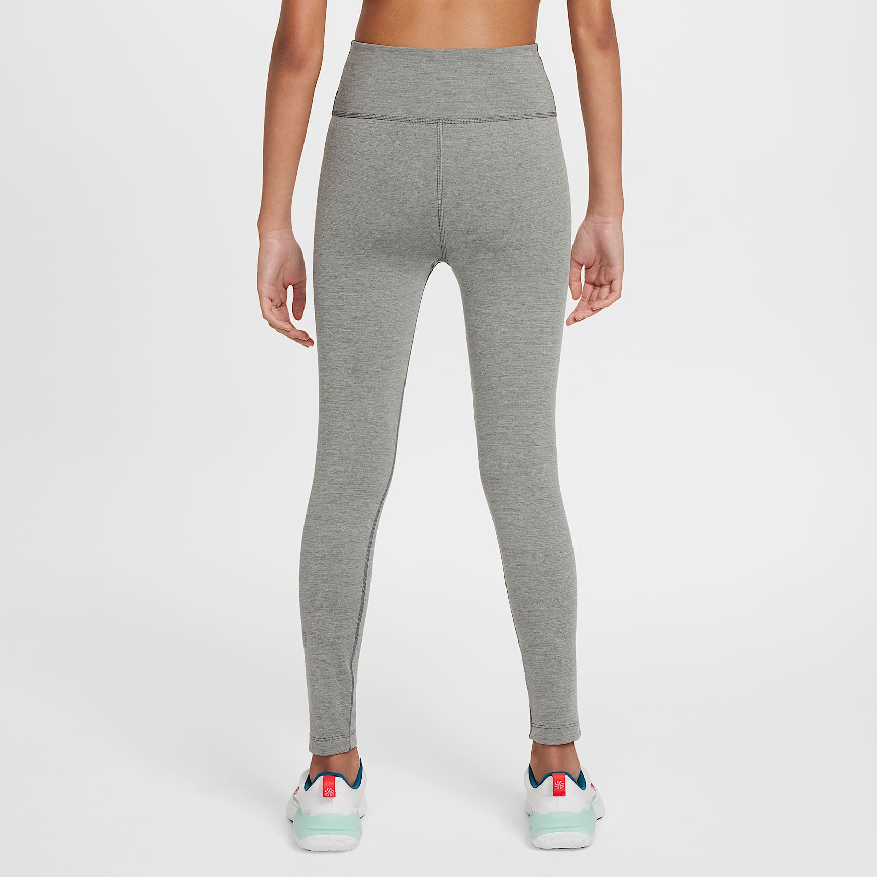 Leggings Dri-FIT de tiro alto para niña talla grande Nike One – Gris humo/Gris humo claro/Jaspeado/Blanco – vista 2