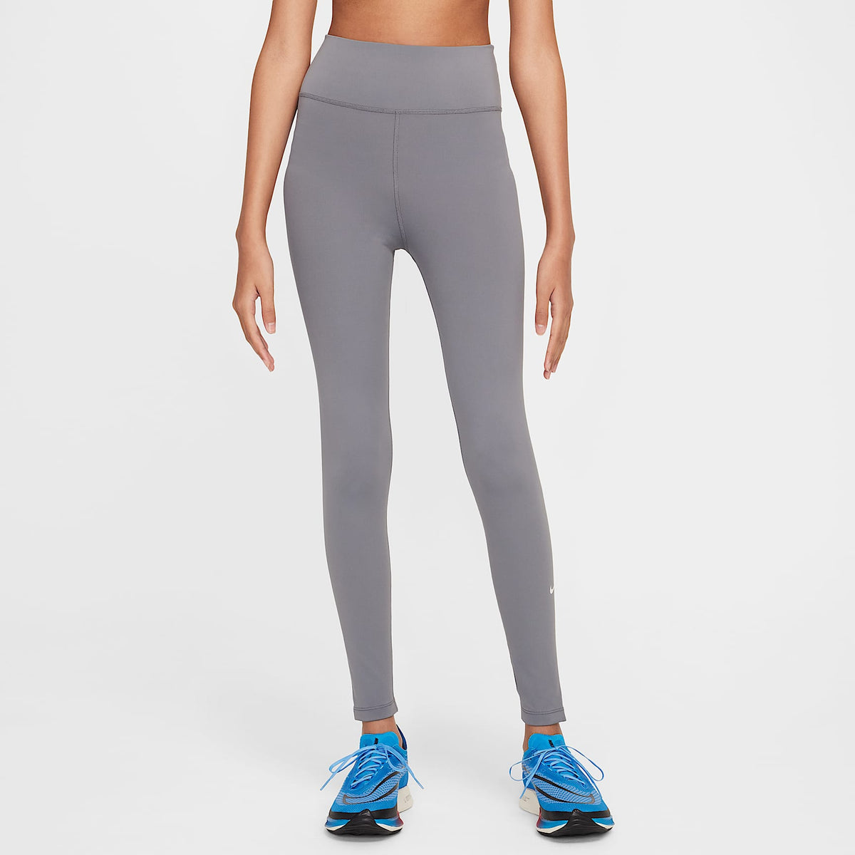 Leggings Dri-FIT de tiro alto para niña talla grande Nike One – Gris humo/Blanco – vista 1