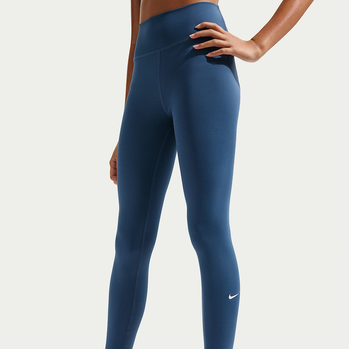 Leggings Dri-FIT de tiro alto para niña talla grande Nike One – Azul marino místico/Blanco – vista 2