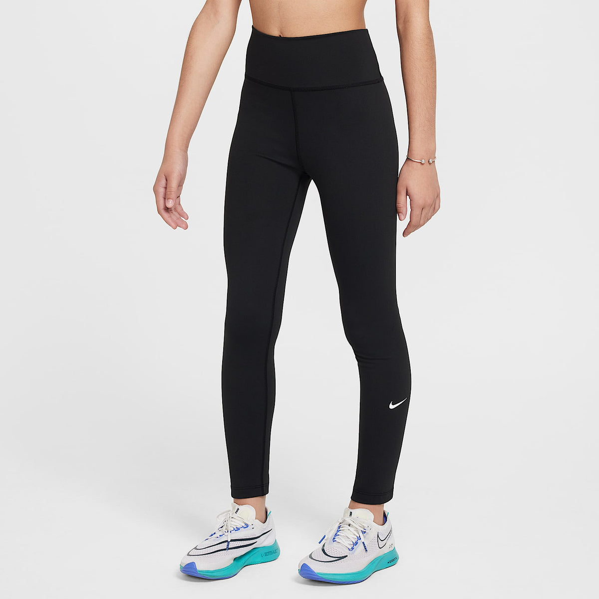 Leggings Dri-FIT de tiro alto para niña talla grande Nike One – Negro/Blanco – vista 1