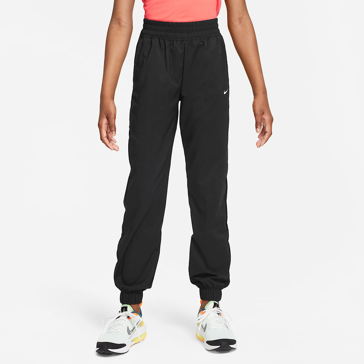 Pants de entrenamiento de tejido Woven para niña talla grande Nike Dri-FIT One – Negro/Blanco – vista 1