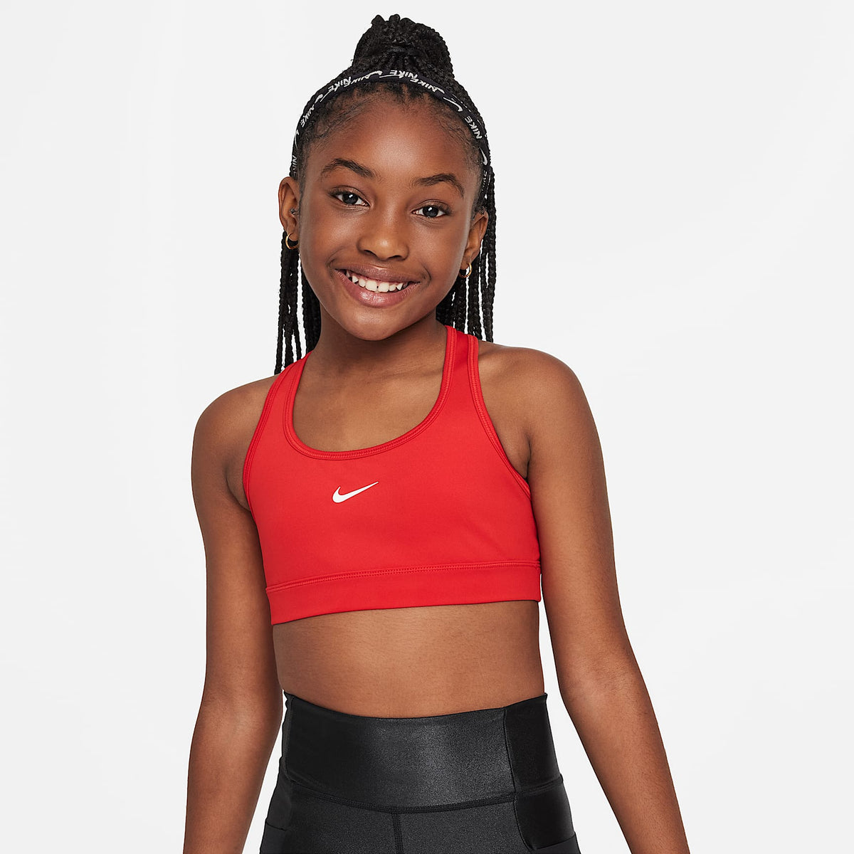 Bra deportivo para niña Nike Swoosh – Rojo universitario/Blanco – vista 1