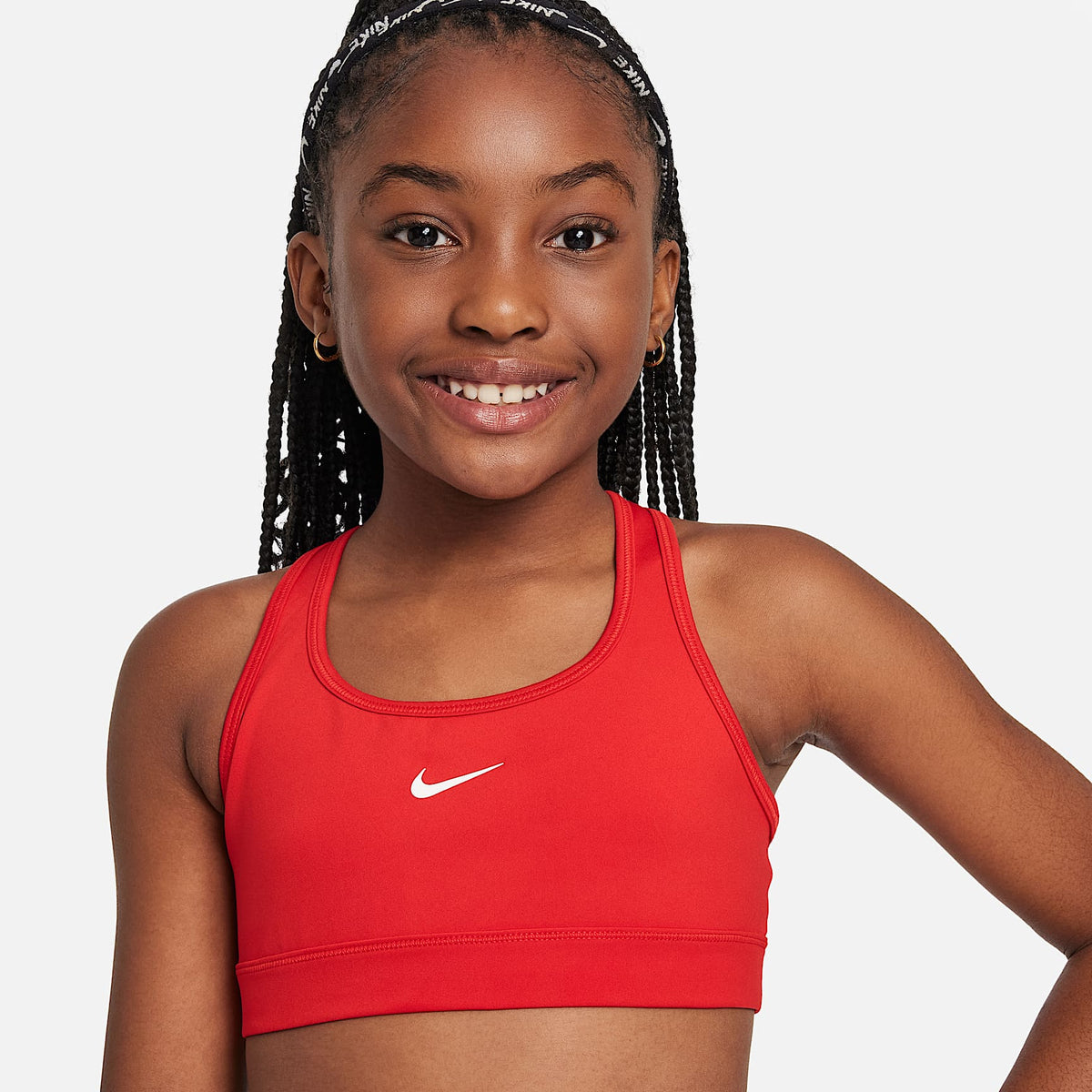 Bra deportivo para niña Nike Swoosh – Rojo universitario/Blanco – vista 3