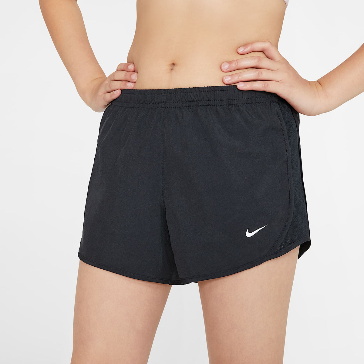 Shorts de correr Dri-FIT para niña talla grande Nike Tempo – Negro/Negro/Negro/Blanco – vista 1
