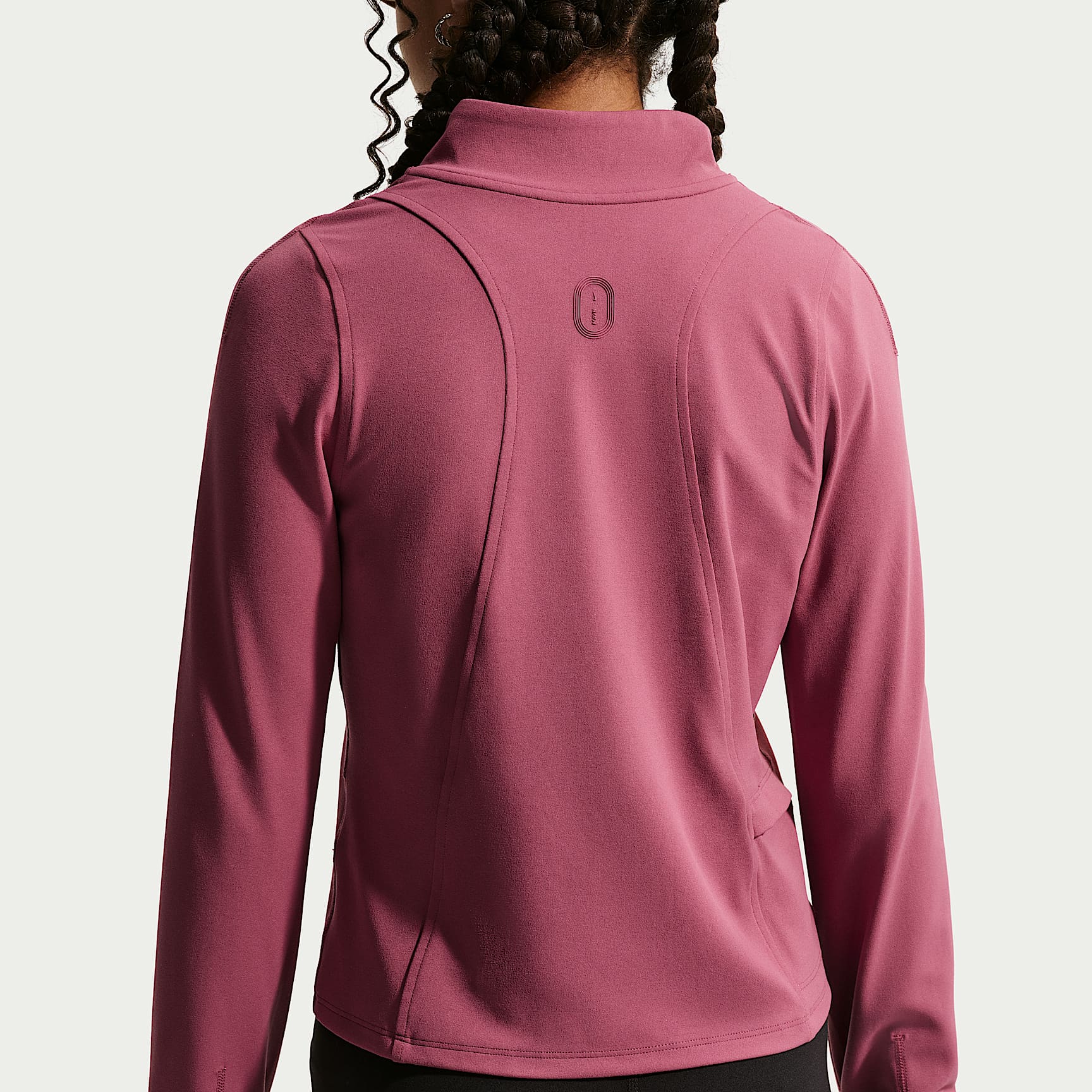Playera de manga larga Dri-FIT ajustada de cierre completo para niña Nike Mavn – Rosa humo/Rosa humo – vista 2