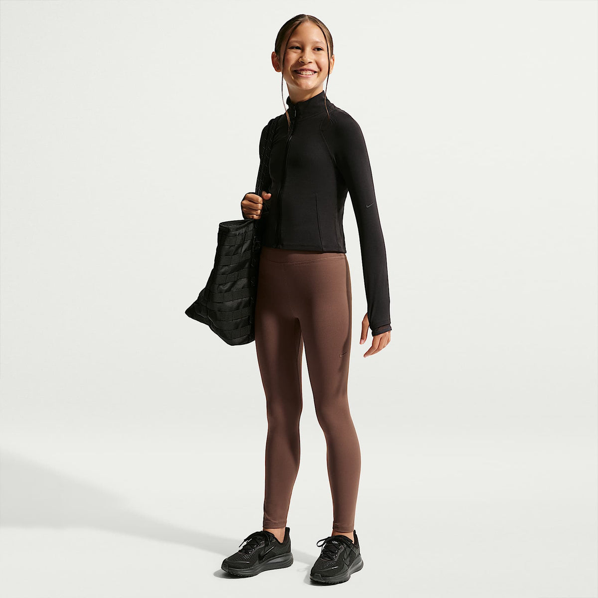 Leggings de largo completo de tiro alto para niña Nike Mavn – Marrón fauna/Marrón fauna – vista 1