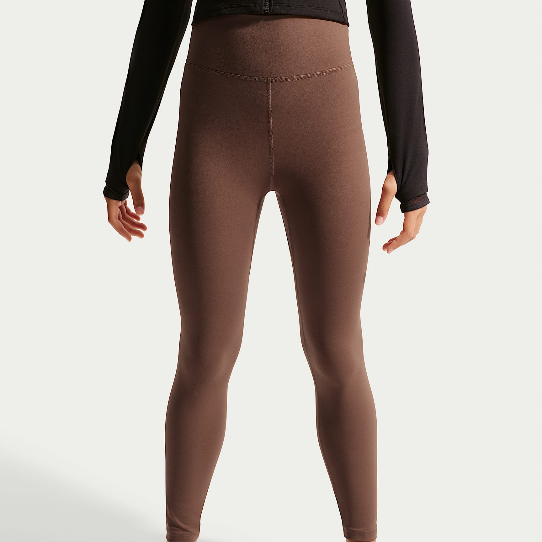 Leggings de largo completo de tiro alto para niña Nike Mavn – Marrón fauna/Marrón fauna – vista 2