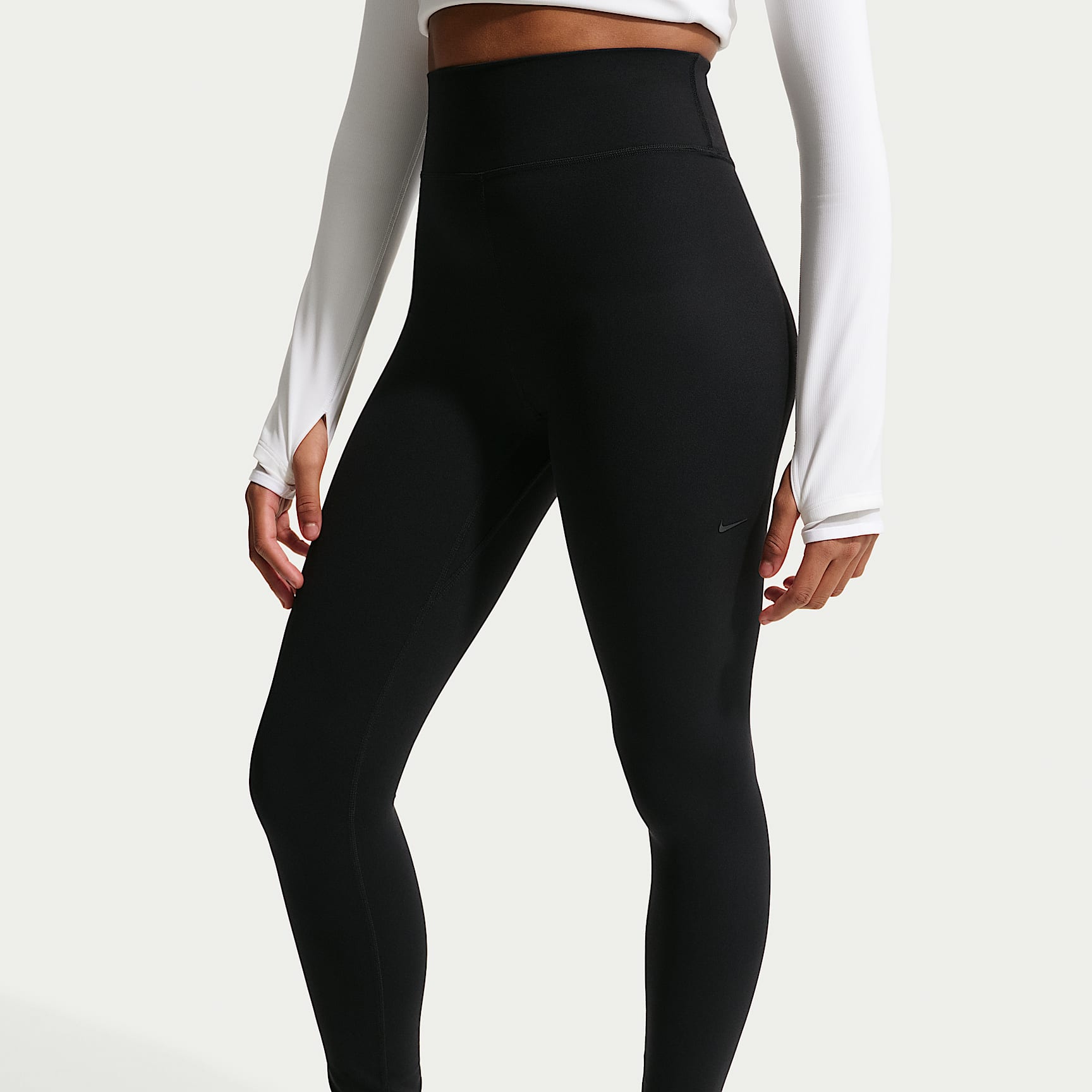 Leggings de largo completo de tiro alto para niña Nike Mavn – Negro/Negro – vista 2