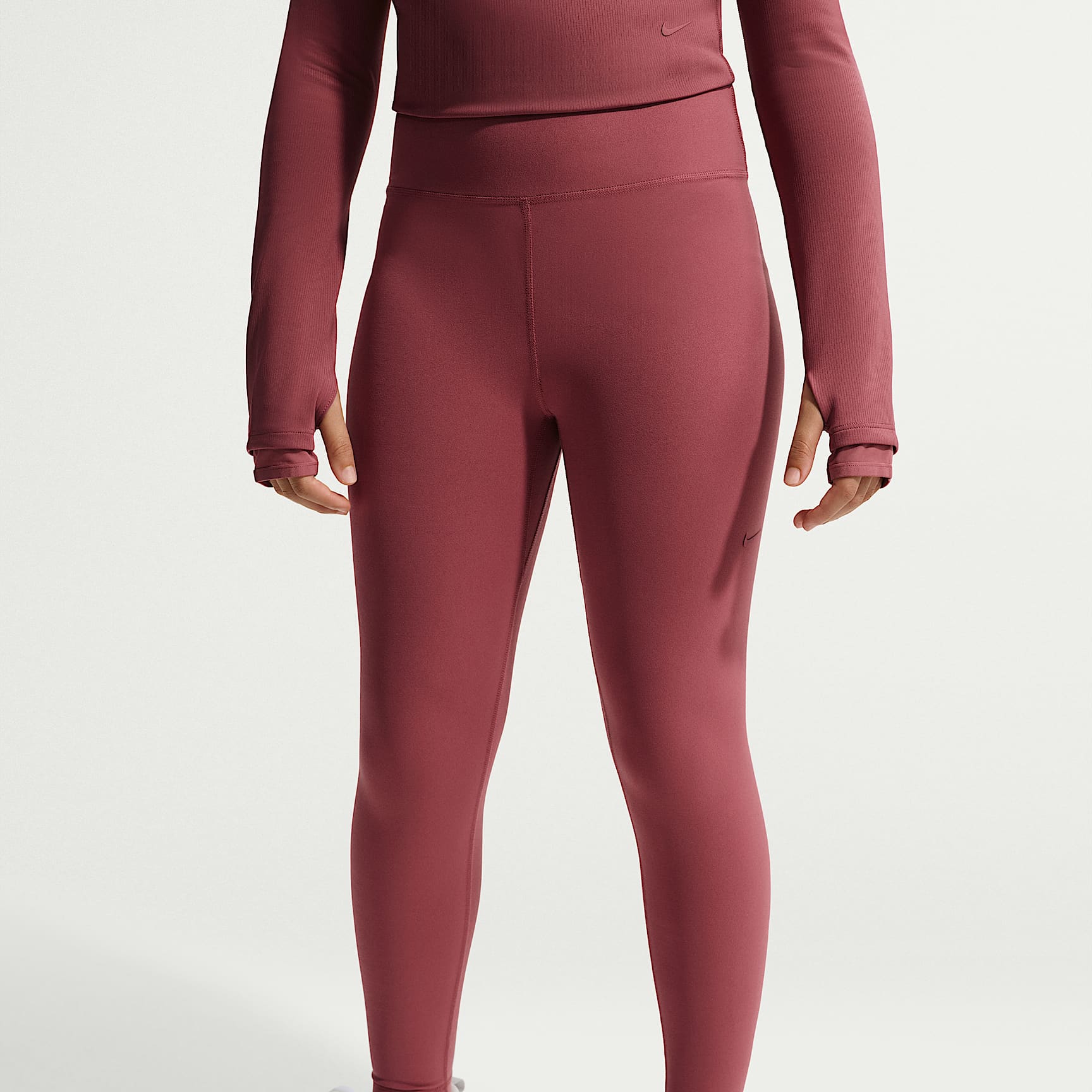 Leggings de largo completo de tiro alto para niña Nike Mavn – Rosa humo/Rosa humo – vista 2