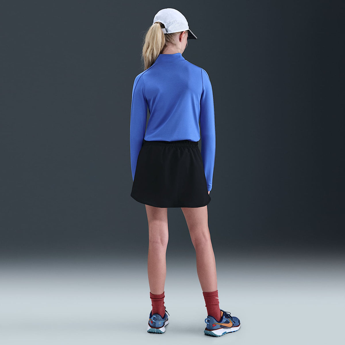 Skort Dri-FIT de tiro alto para niña talla grande Nike One – Negro/Blanco – vista 4