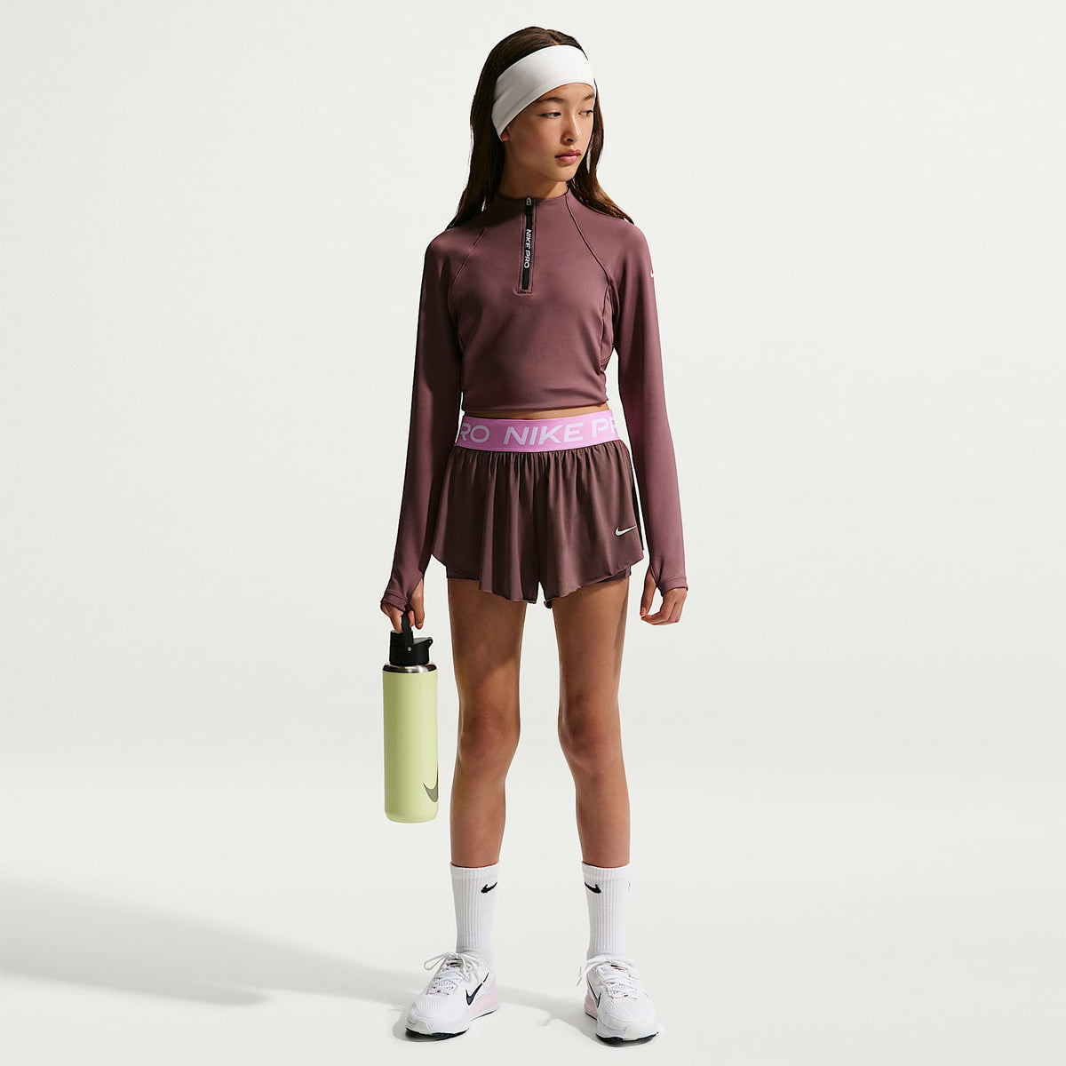 Shorts Dri-FIT 2 en 1 para niña talla grande Nike Pro – Tatuaje/Magenta claro/Blanco – vista 1