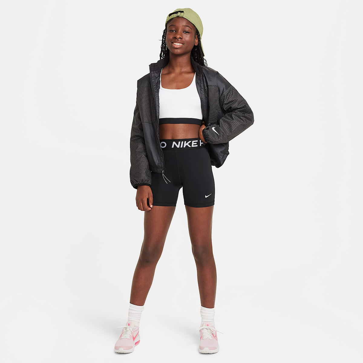 Shorts para niña Nike Pro – Negro/Blanco – vista 6
