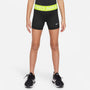 Shorts para niña Nike Pro – Negro/Volt/Blanco – vista 1