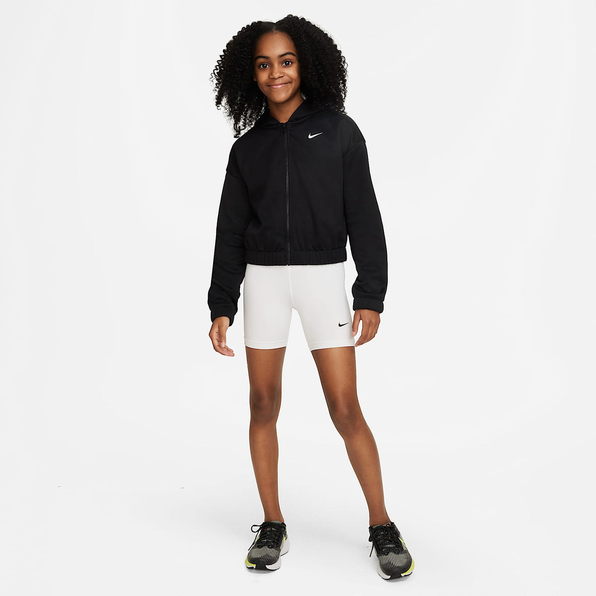 Shorts Dri-FIT de 13 cm para niña talla grande Nike Pro – Blanco/Negro – vista 6