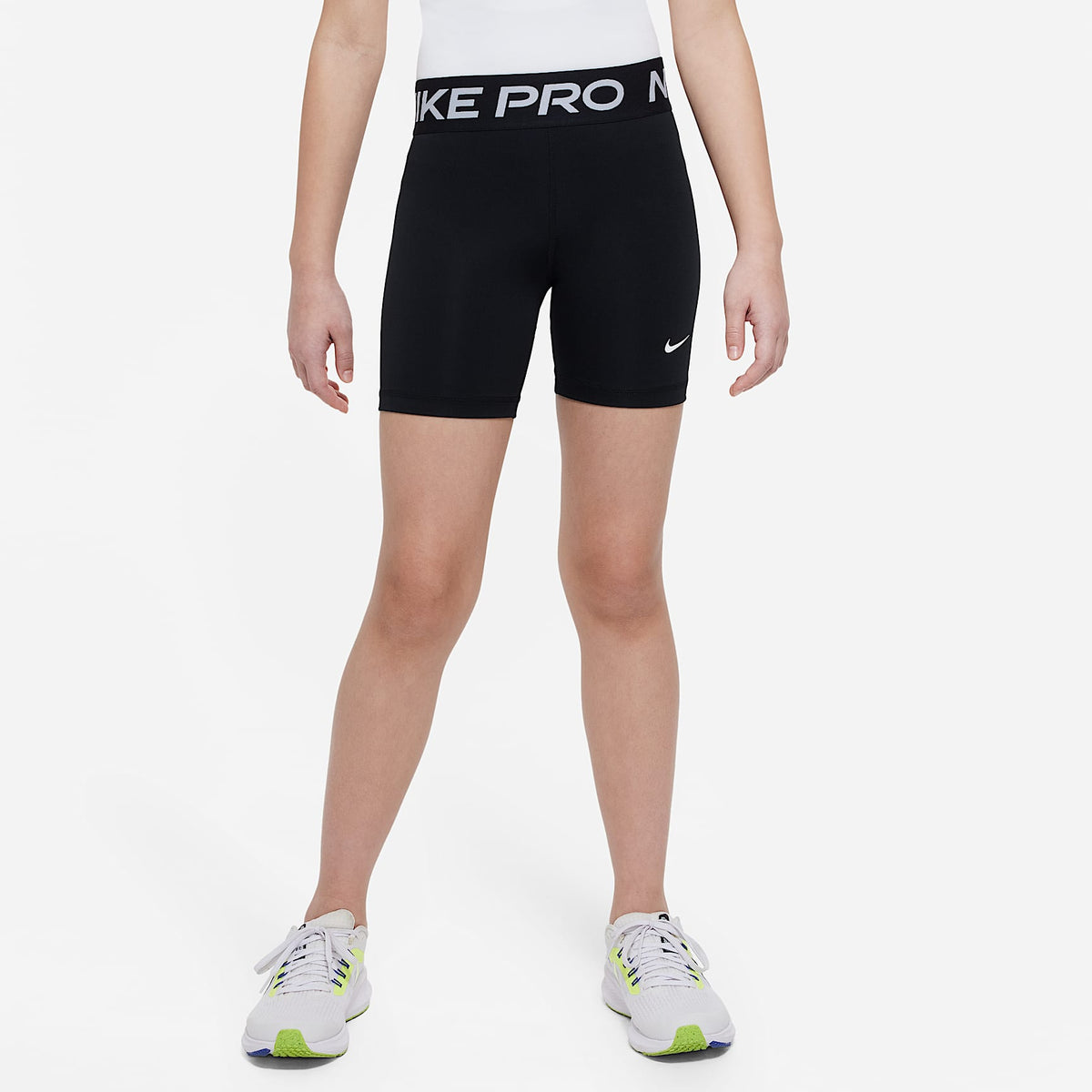 Shorts Dri-FIT de 13 cm para niña talla grande Nike Pro – Negro/Blanco – vista 1