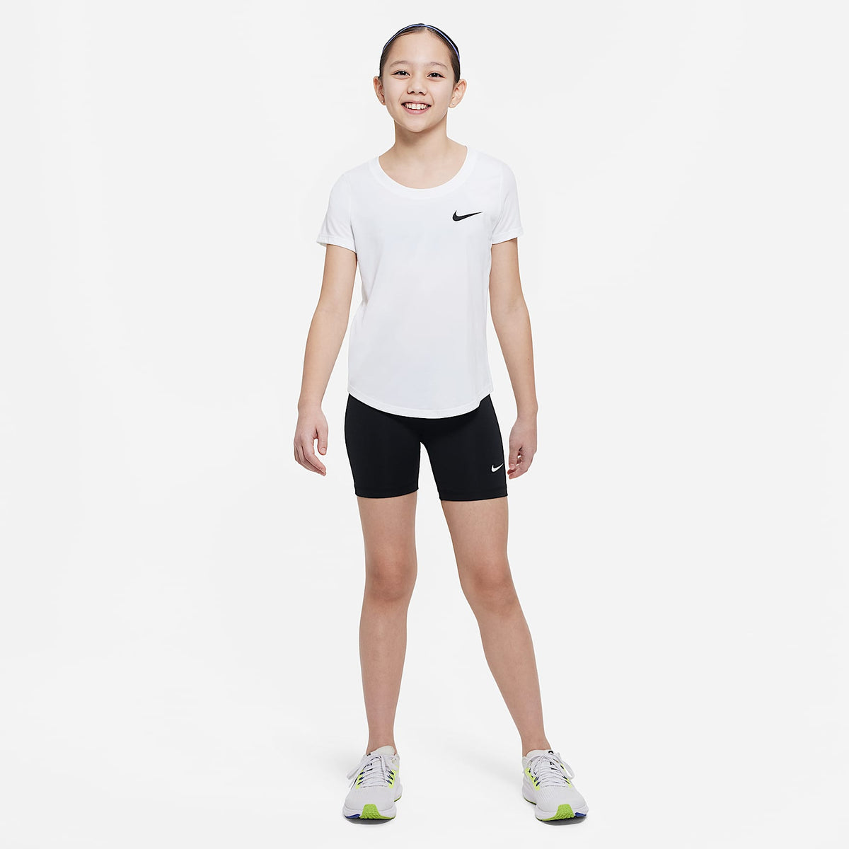 Shorts Dri-FIT de 13 cm para niña talla grande Nike Pro – Negro/Blanco – vista 6